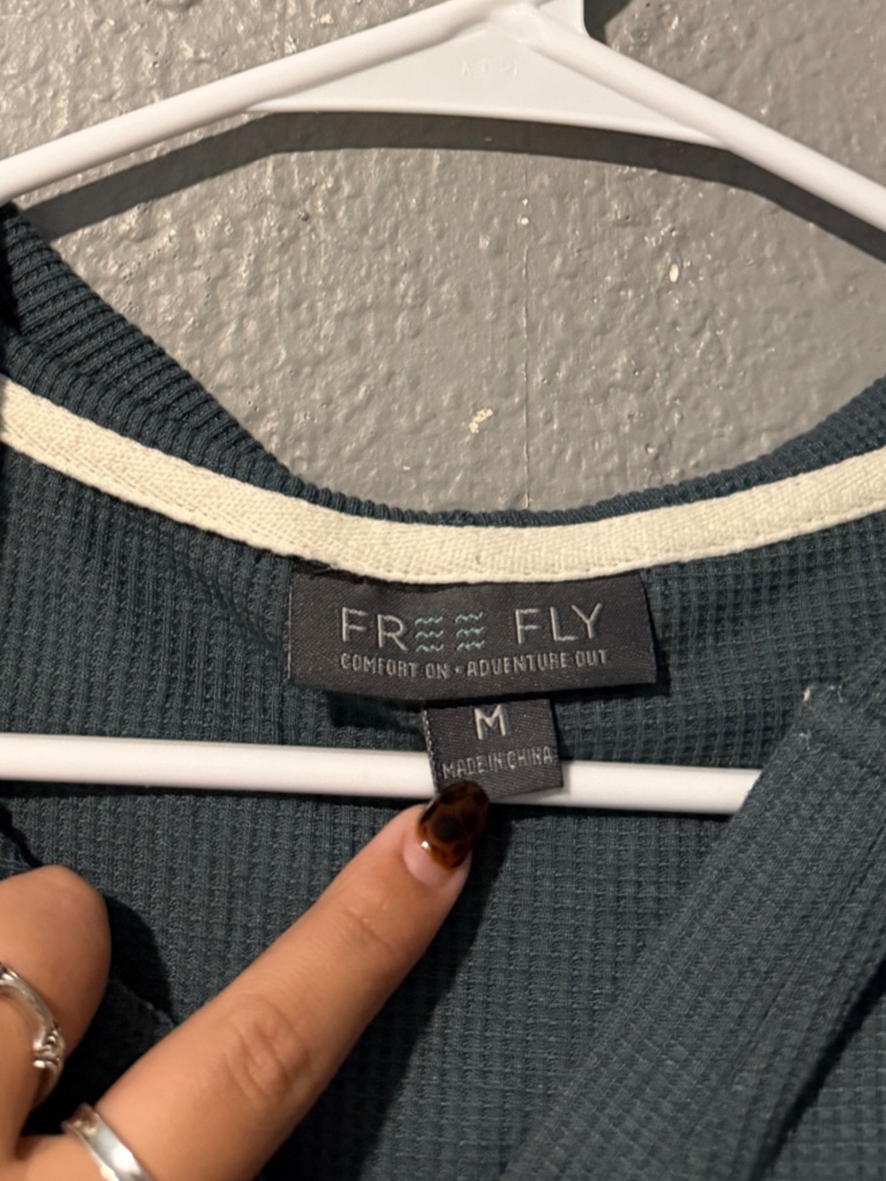 Free Fly Bamboo Waffle Hoodie in Green Size M - Picture 5 of 6